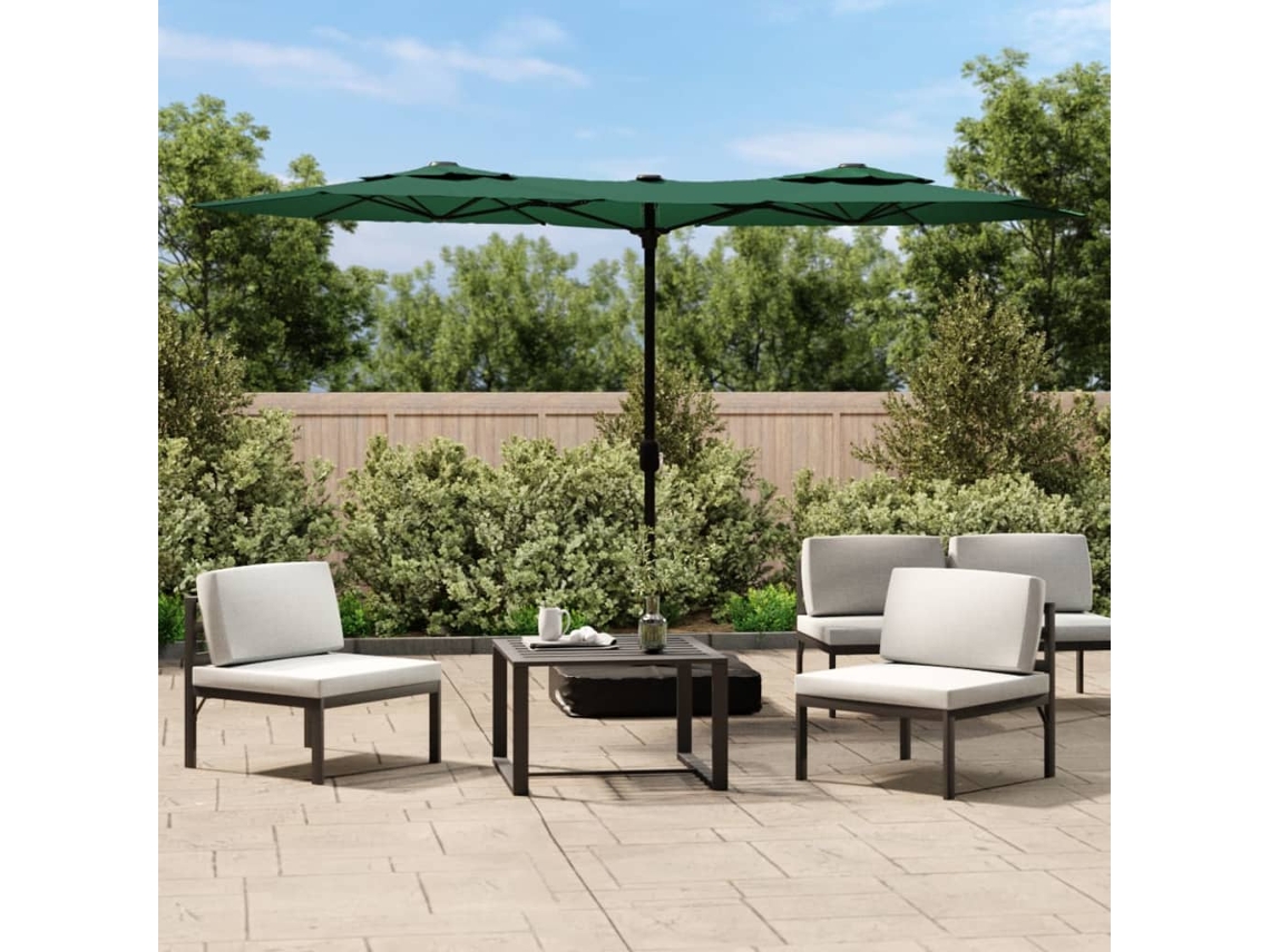 Vidaxl Guarda-sol De Jardim Com Cabeça Dupla 316x145 Cm Verde