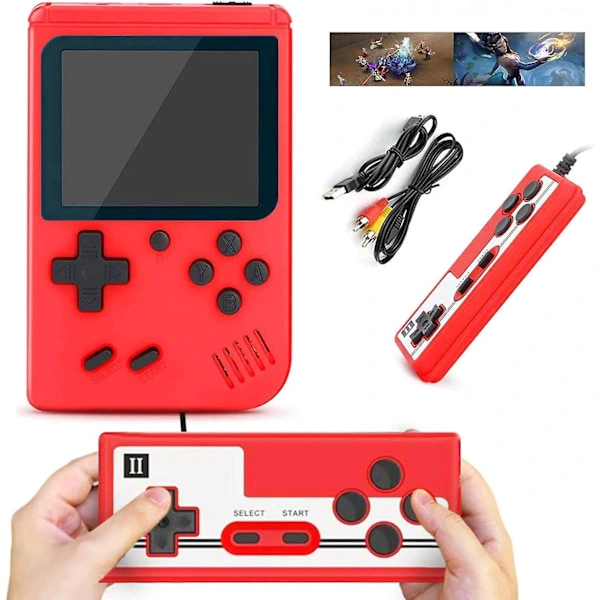Console Portátil Retrô com 400 Títulos Clássicos, Tela de 3 Polegadas, Vermelho AQUAFORGE