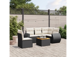 Vidaxl 6 Pcs Conjunto Sofás De Jardim C/ Almofadões Vime Pe Preto