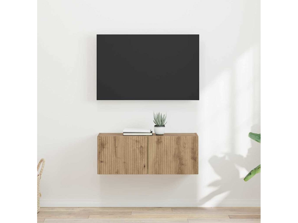 Vidaxl Armário De Tv De Parede 2 Unid. Carvalho Artesanal
