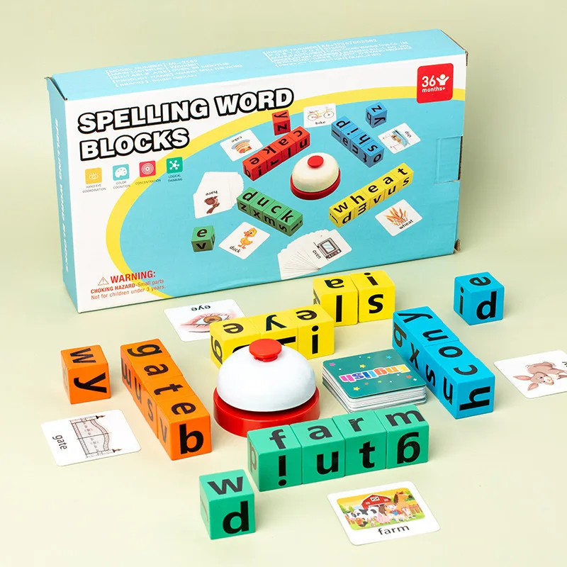 Crianças Inglês Cartões Montessori Madeira Inglês Alfabeto Blocos Pai-filho Interativo Ortografia Versus Jogos De Tabuleiro