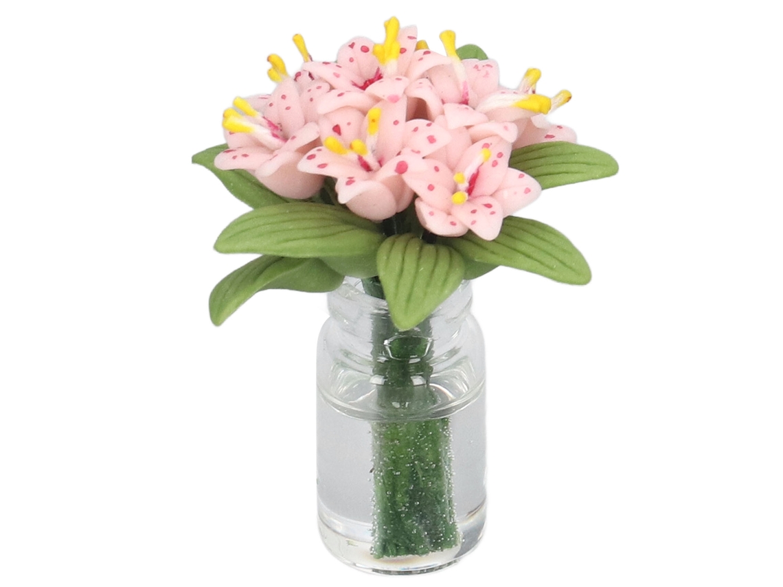 Flor De Lírio Para Casa De Bonecas Em Miniatura, Acessório De Planta Em Vasinho Para Varanda
