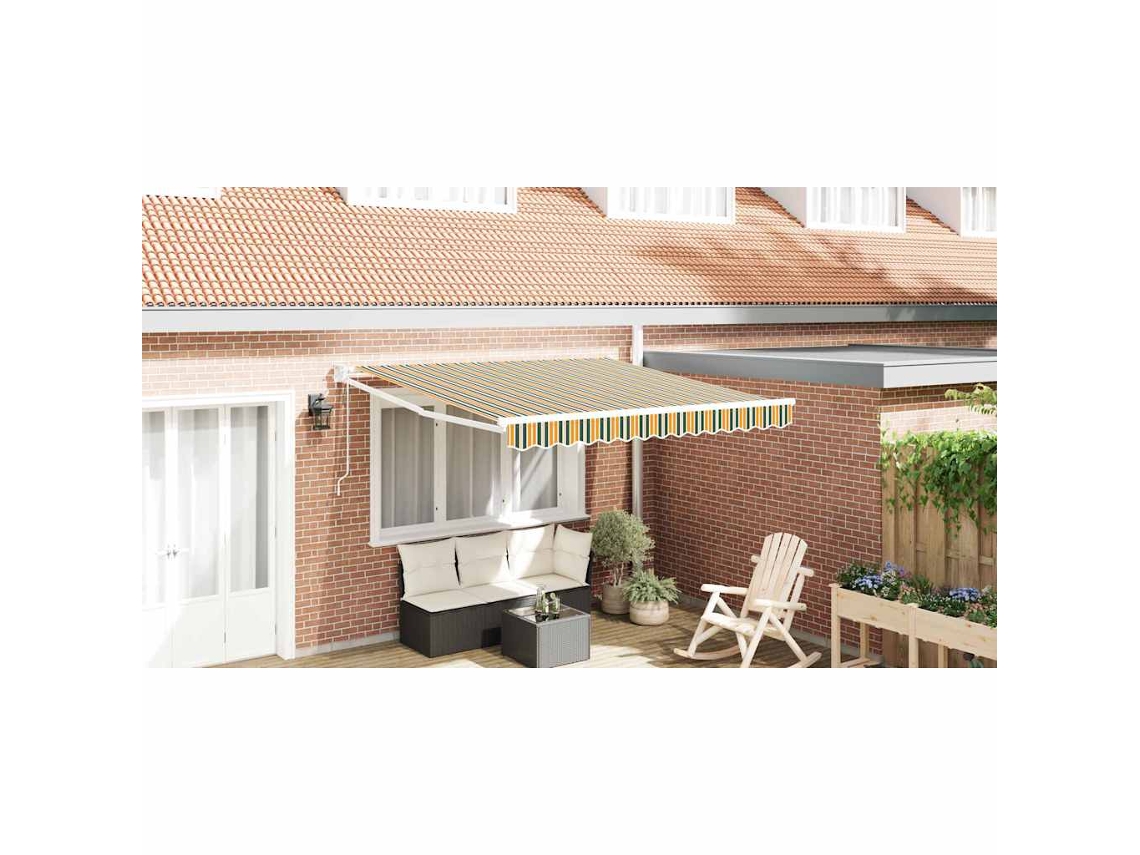 Vidaxl Toldo Retrátil Verde E Amarelo 300 X 250 X 165 Cm