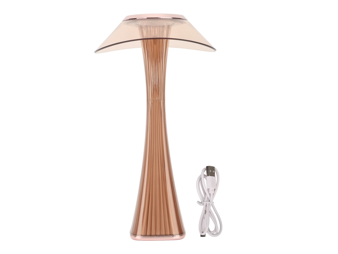 Lâmpada de Mesa Led Sem Fio Recarregável 3 Modos de Luz Sensor Tocador Ouro Rosa