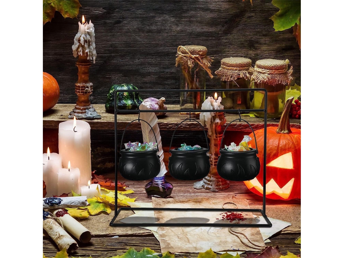 Potes De Doces De Bruxa (pacote Com 3 + Decorações De Cena De Halloween) Eoocoo