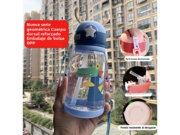 Garrafa de Água Infantil de 600ml com Desenho Criativo de Antílope e Copo Portátil para Alimentação MDUG (estilo 2)