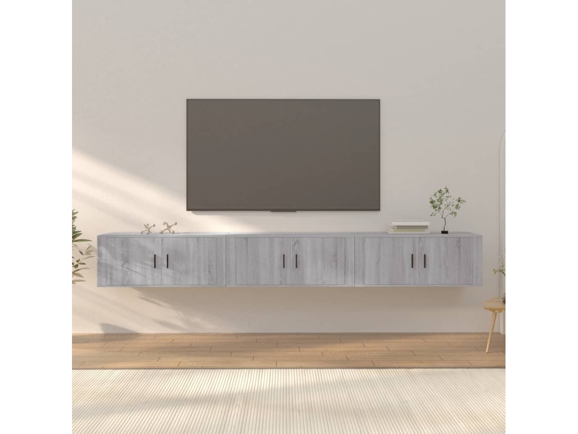 Vidaxl Móveis De Tv De Parede 3 Pcs 100x34,5x40 Cm Cinzento Sonoma