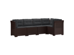 Vidaxl Sofá De Jardim De 5 Pessoas Com Almofadas Visual De Rattan Pp