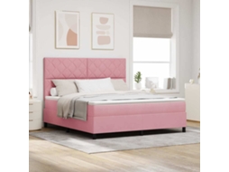Vidaxl Cama Box Com Cabeceira Rosa 180 X 200 Cm Veludo