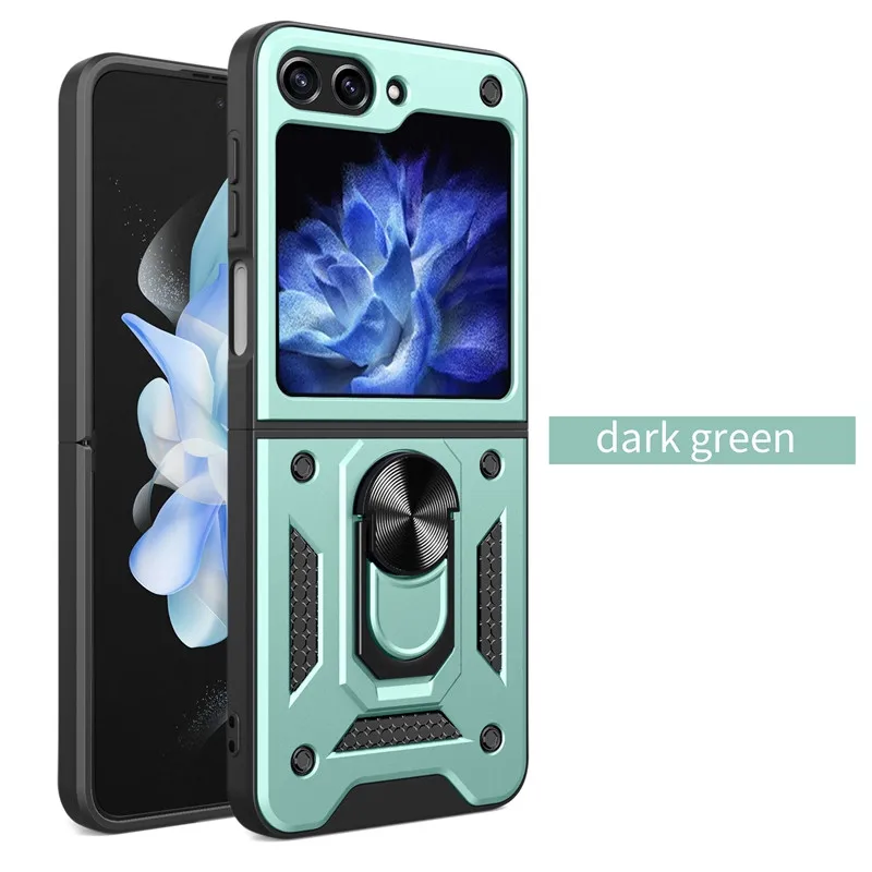 (verde, Galaxy Z Flip4) Capa Protetora Resistente A Impactos Com Suporte De Anel E Aderência Antiderrapante.