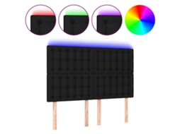 Led Headboard, Led Headboards Vidaxl Preto Tecido (144 X 5 X 118/128 Cm)