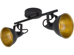 Candeeiro De Teto Orientável Em Metal Com 2 Focos Preto Emer Preto