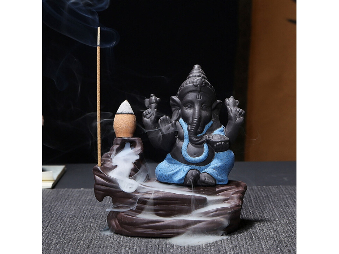 Suporte Incenso Retorno Belo Queimador Cascata Meditação Café Azul