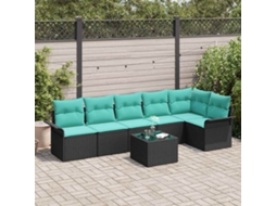 Vidaxl Conjunto De Sofá De Jardim 7 Unid. Preto Vime Pe
