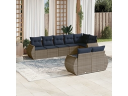 Vidaxl Conjunto De Sofá De Jardim Com 8 Peças E Almofadas Em Rattan Sintético Cinza