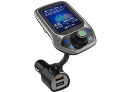 Transmissor Fm Bluetooth Tela Colorida, Qc 3.0 Dual Usb, Suporte Para Disco Tf E U Yizhood (preto)