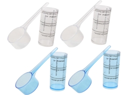 Conjunto De 4 Copos E Colheres Medidoras Misturar Líquidos Em Laboratórios Odontológicos Experimentos Científicos