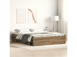 Estrutura de Cama sem Colchão Vidaxl Carvalho Artesanal 150x200cm madeira engenheirada