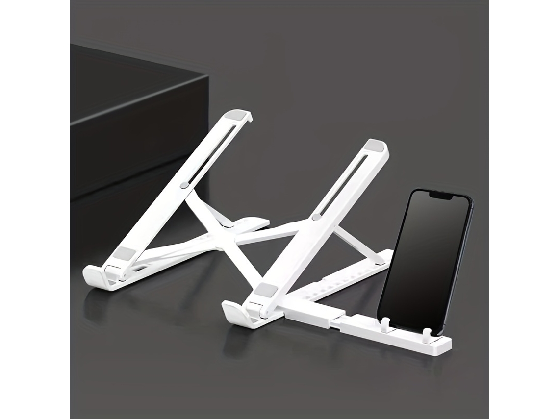 Suporte Para Portátil Com Altura Ajustável, Dobrável E Suporte Para Celular (branco) Czhhmart