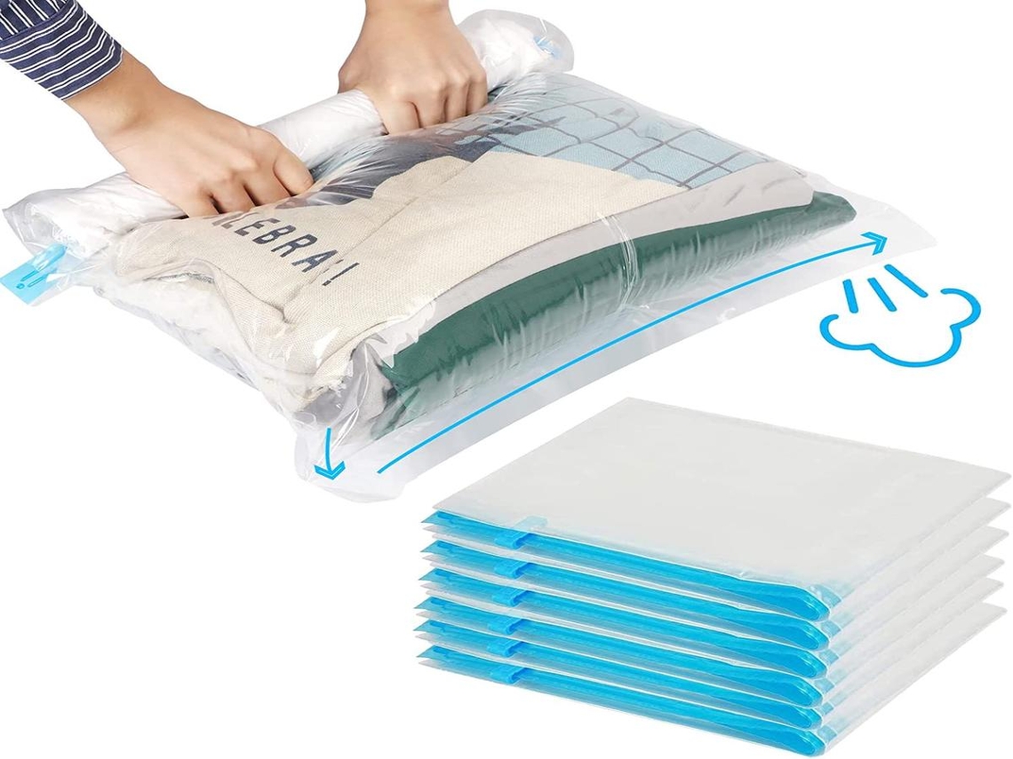Lurelia Sacos A Vácuo 6 Un. Para Roupas, Edredons E Viagem, Tecido Resistente, Reutilizável E Fecho Zíper
