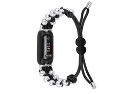 Pulseira de relógio inteligente ajustável com corda trançada e decoração de pérolas para Fitbit Inspire 3 Ly Ebike