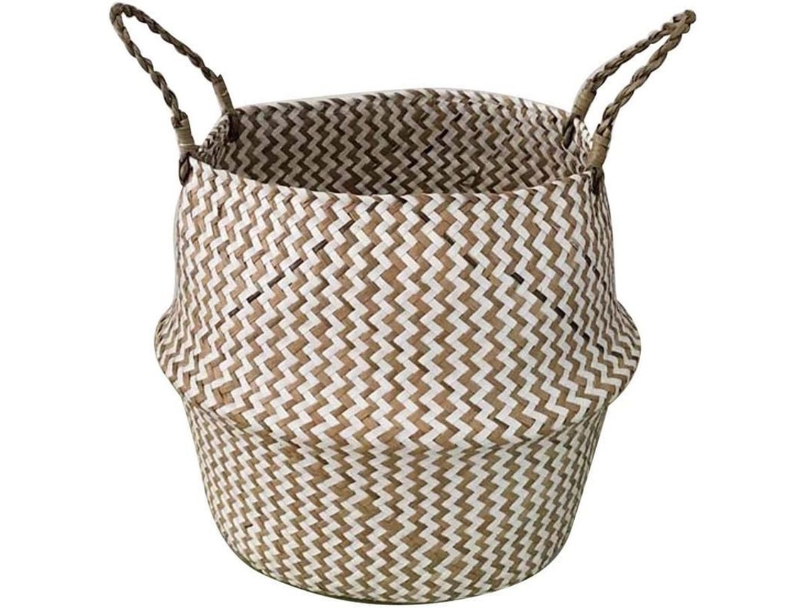 Cesta De Algas Marinas Tejida, Armazenamento Natural, Cesta De Roupa Com Alças, Multifuncional Para Casa