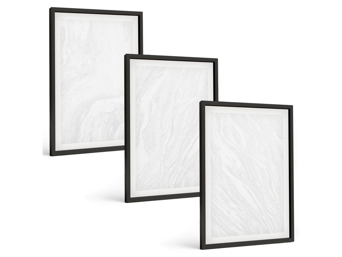 Quadros Decorativos Para Parede Estrutura De Mármore Elegante Moldura Preta Quadros Para A Sala De Estar Espelharte (3 Piezas De 40x60 Cm)