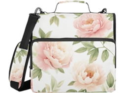 Pasta Organizadora Blush Peony Floral De 3 Argolas 1, 5 Polegadas Com Alça E De Ombro Removível, Grande Capacidade