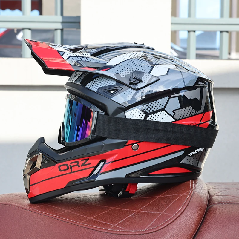 (m) Capacete De Motocross Com Viseira, Certificado Dot, Casco Em Abs, Resistente A Impactos.
