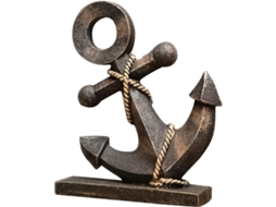 Adorno De Parede De Timão De Barco Náutico, Âncora Estilo Mediterrâneo Resina Sintética 17,5x21cm 350g