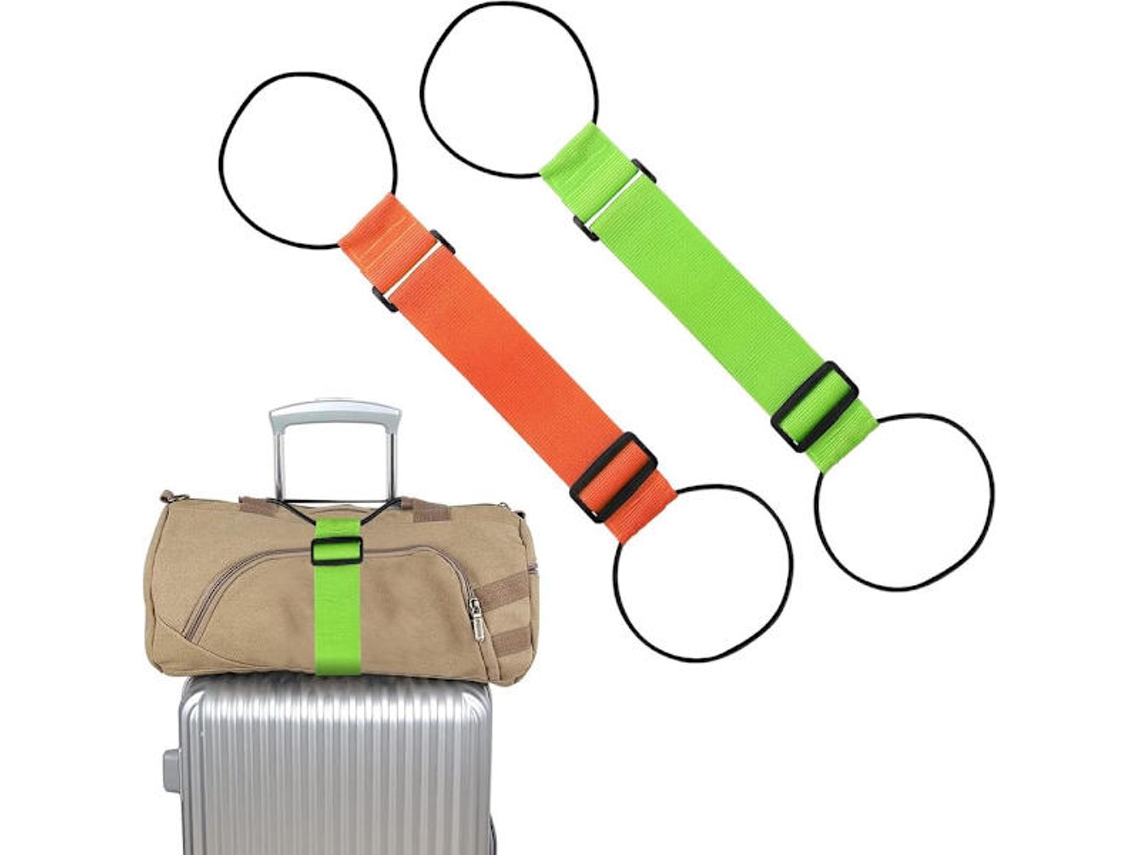 Conjunto De 2 Cintas Ajustáveis Para Mala, Cor Verde, Para Fixação Segura De Bagagem Em Viagem
