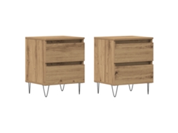 Conjunto 2 Mesa-de-cabeceira Vidaxl Castanho Derivados De Madeira (40 X 35 X 50 Cm)