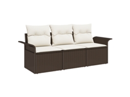 Conjunto 3 Assentos De Jardim Vidaxl Castanho Vime Pe (196 X 62 X 69 Cm)