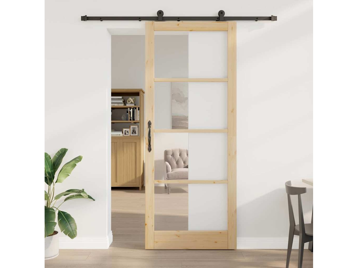Vidaxl Porta Deslizante Orkdal 93 X 232 Cm Natural E Preto