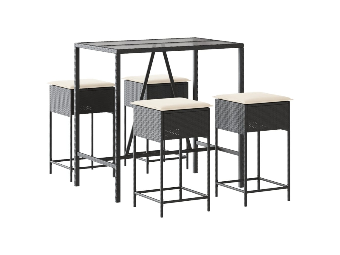 Maison Exclusive - 5 Pcs Conjunto De Bar P/ Jardim C/ Almofadões Vime Pe Preto