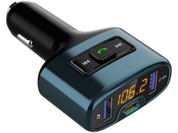 Transmissor Fm Bluetooth Yizhood C52s 5 Em 1 Qc3.0 Navegação Preto