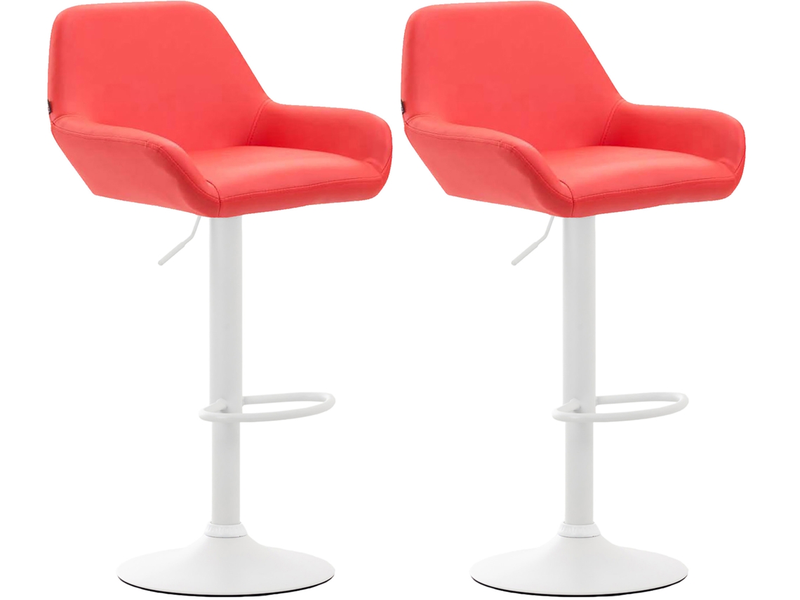 Conjunto de 2 bancos de bar Braga em imitação de pele vermelho/branco CLP