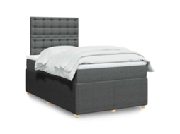 Vidaxl Cama Com Molas/colchão 120x200 Cm Tecido Cinzento-escuro