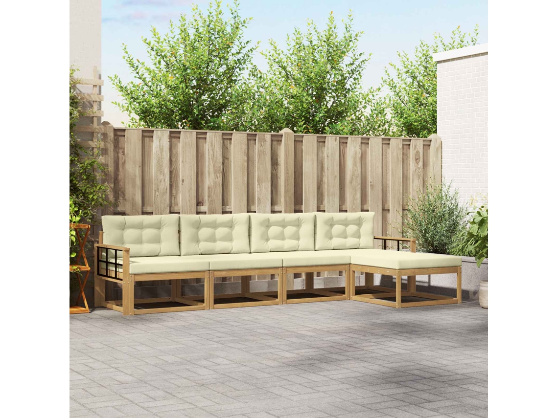 Vidaxl Conjunto De Sofás Para Exterior 4 Unid. Branco E Creme
