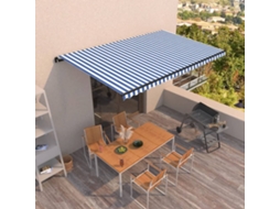 Toldo retrátil manual 500x350 cm azul e branco Dkd Home Decor