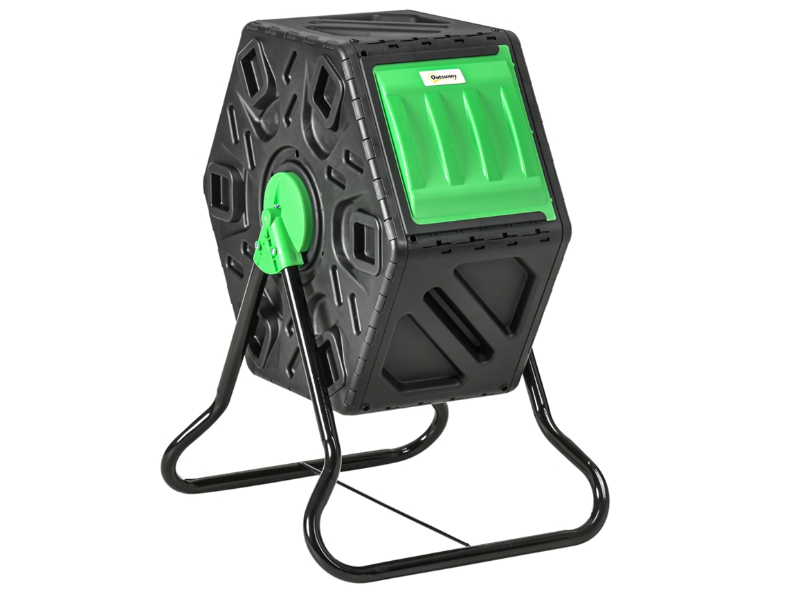 Composteira Giratória de 65L em Aço e Plástico Verde + Preta SINI TECH STORE