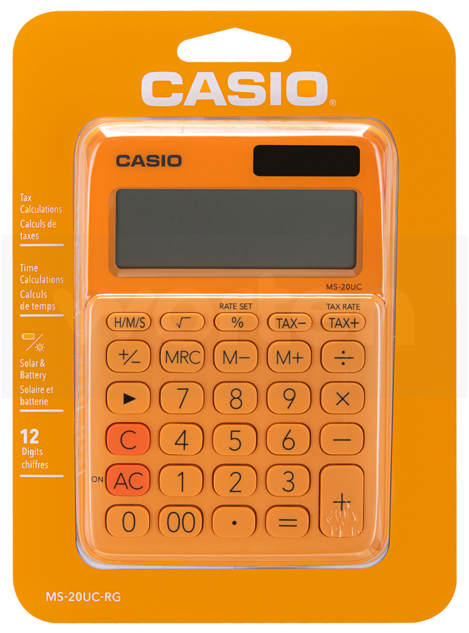 Calculadora Básica CASIO MS-20UC-RG Laranja (12 dígitos)