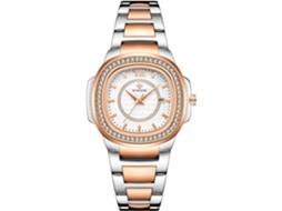 Lurelia Relógio Feminino, Movimento De Quartzo, Analógico, Data/calendário, Detalhes Com Strass, Aço Inoxidável, Resistente À Água, Rosa Ouro