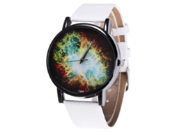 Reloj De Pulsera De Cuarzo Unisex Con Correa De Cuero Pu Zhoulianfa (blanco)