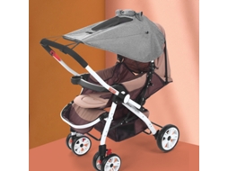 Cobertura Solar Extensível Cinza Universal Para Carrinho De Bebê, Tecido Catiônico Impermeável Upf50+ Anti-raios Uv