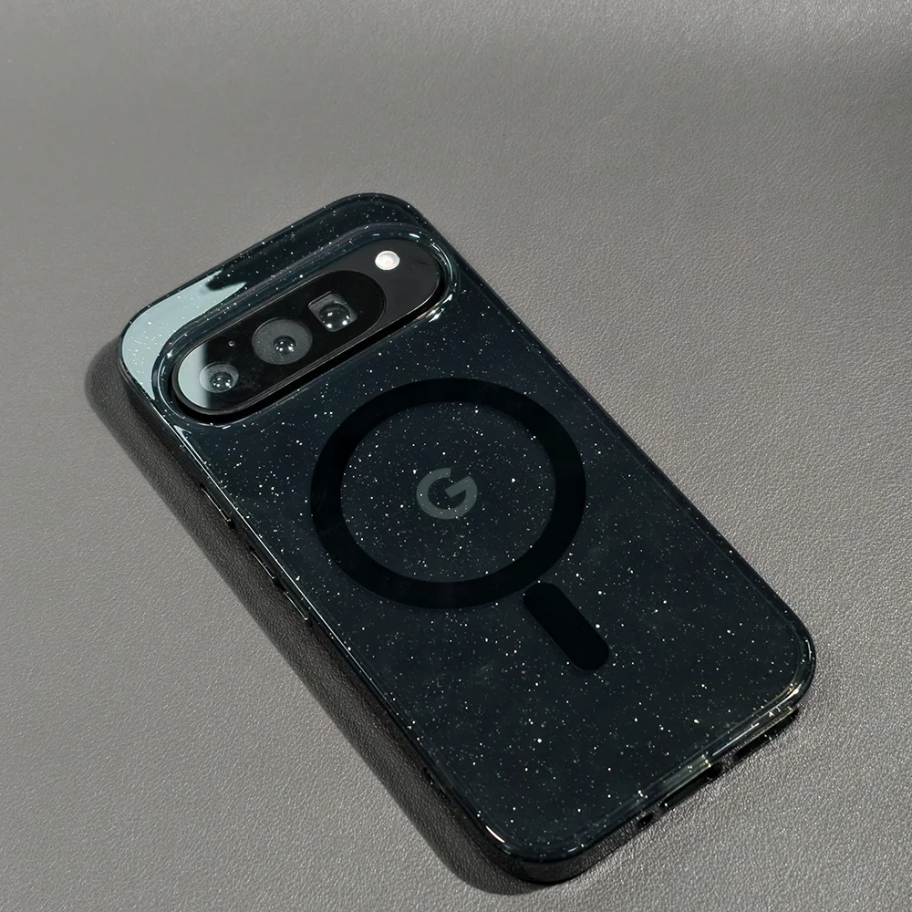 Capa Magnética Transparente Com Glitter Acrílico Para Celular (pixel 8 Pro Preto)