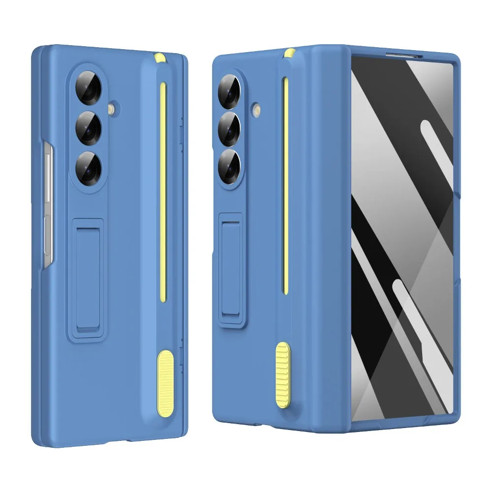 (azul Celeste, Galaxy Z Fold7) Capa Protetora Completa Com Dobradiça, Tampa Dobrável E Suporte.