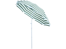 Guarda sol CHEZMOI, praia, redondo, inclinável, metal e poliéster, Ø1,8x2 m, verde e branco