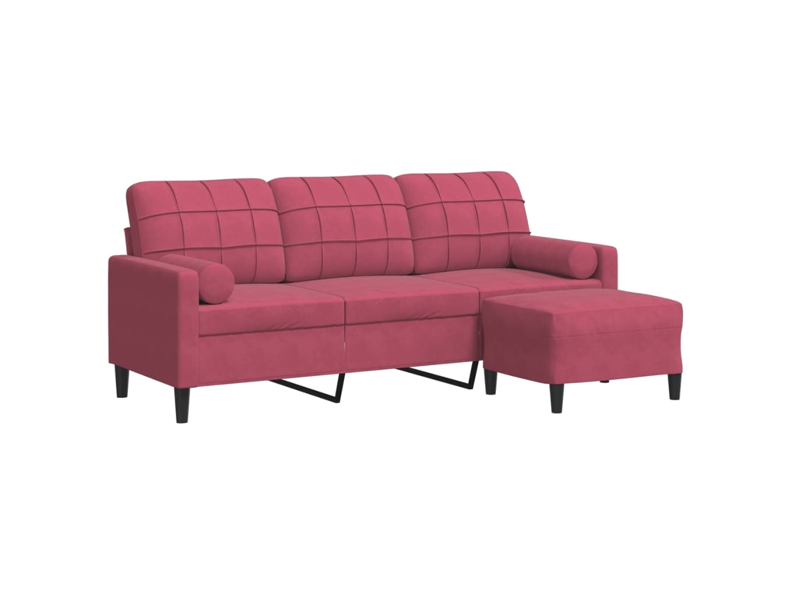 3-seater Sofa, 3-seater Sofas Vidaxl Vermelho Veludo (n/a)