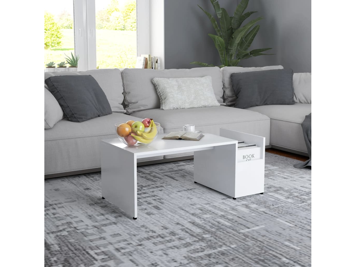 Vidaxl Mesa De Centro 90x45x35 Cm Derivados De Madeira Branco